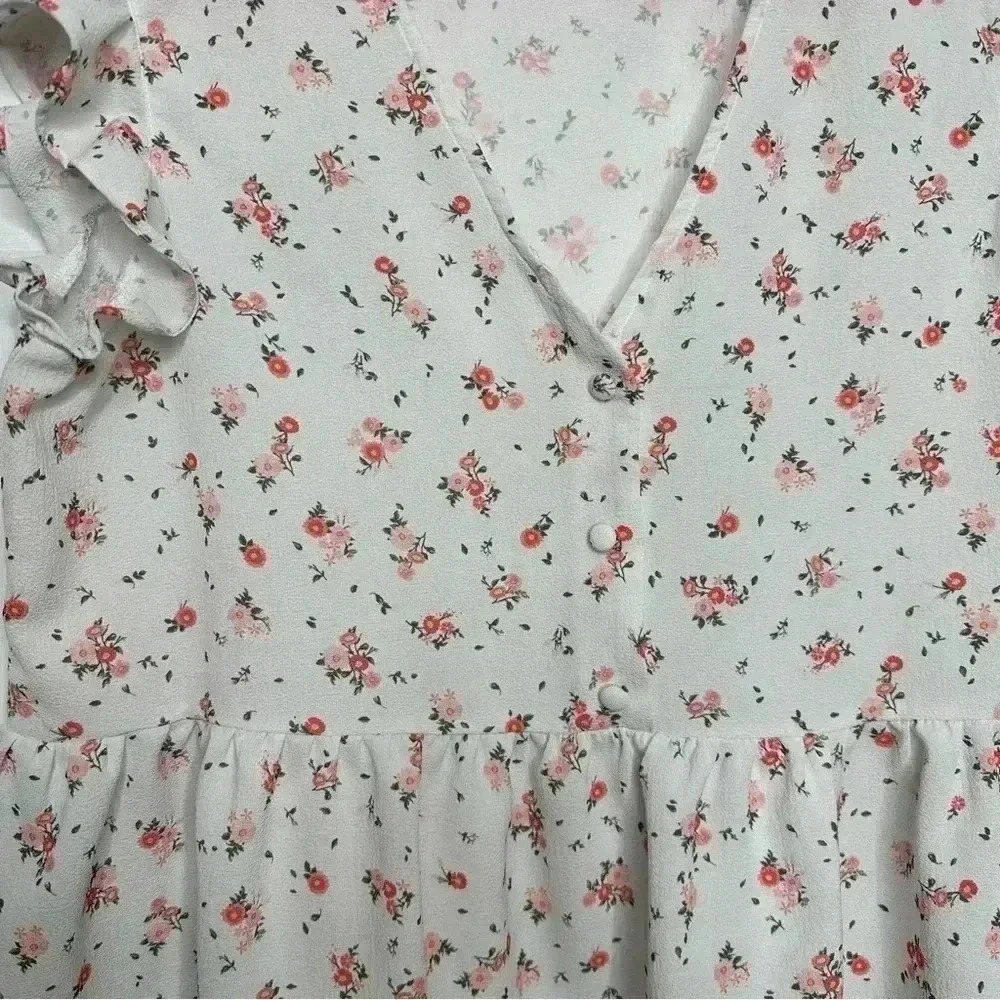 Ardene  Peplum Top White/Pink/Red Floral Size Large - Picture 4 of 16